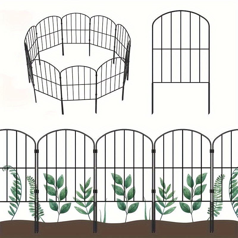 

10 Panels Decorative Garden Fence, 10ft (l) X 24in (h) Rustproof Metal Wire Border Animal Barrier For Dog, Flower Edging For Yard Landscape Patio Outdoor Decor