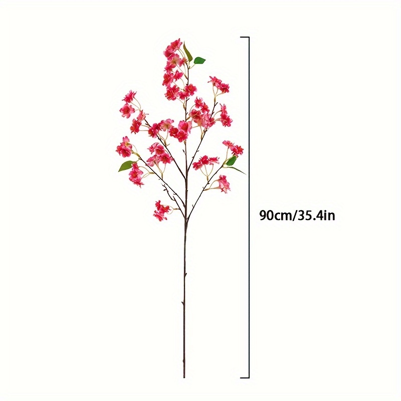 1pc Artificial Cherry Flowers Branches Faux Cherry Peach Stem Plum