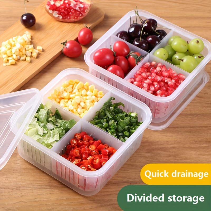 Refrigerator Storage Box With Drain Fresh Fruit Vegetable Double