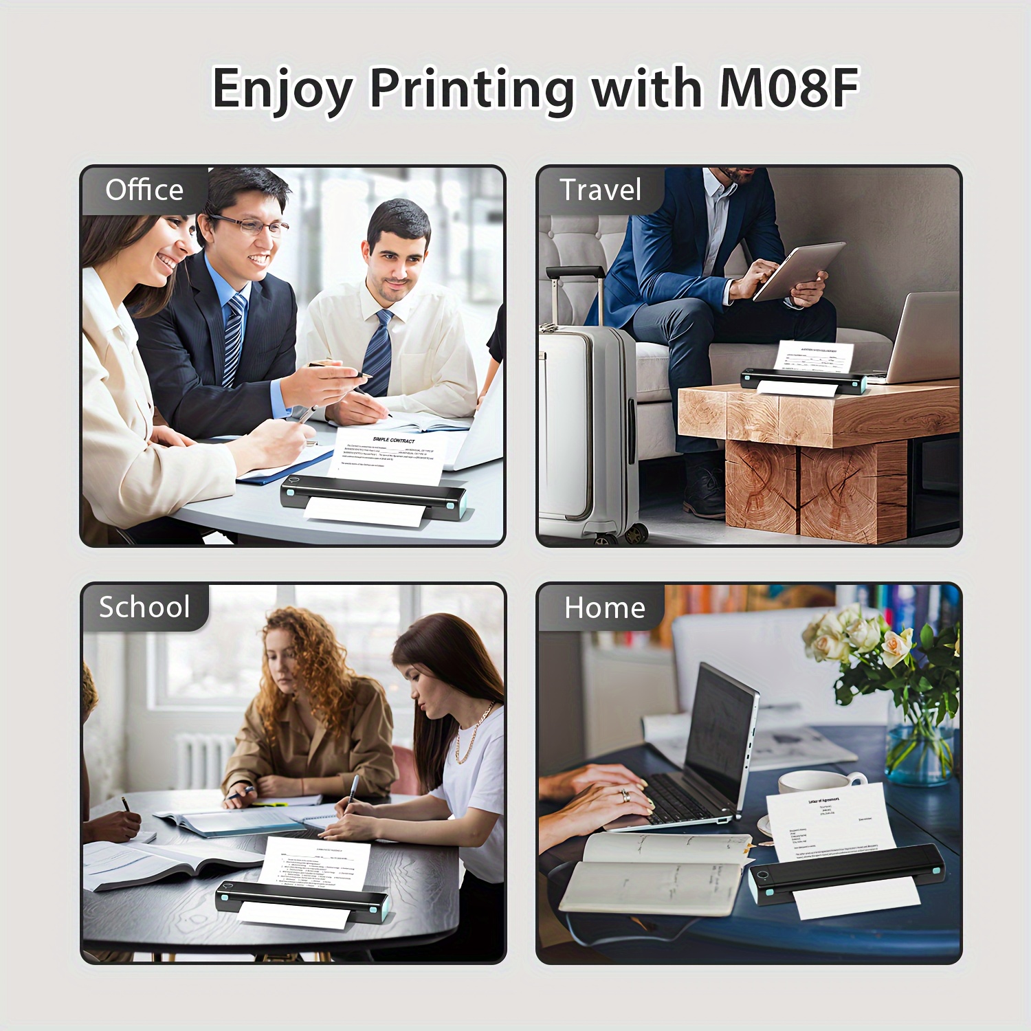 Portable Printers M08F A4 Wireless Bluetooth Thermal Paper Printer Use For  Mobile Office Learn Business Support