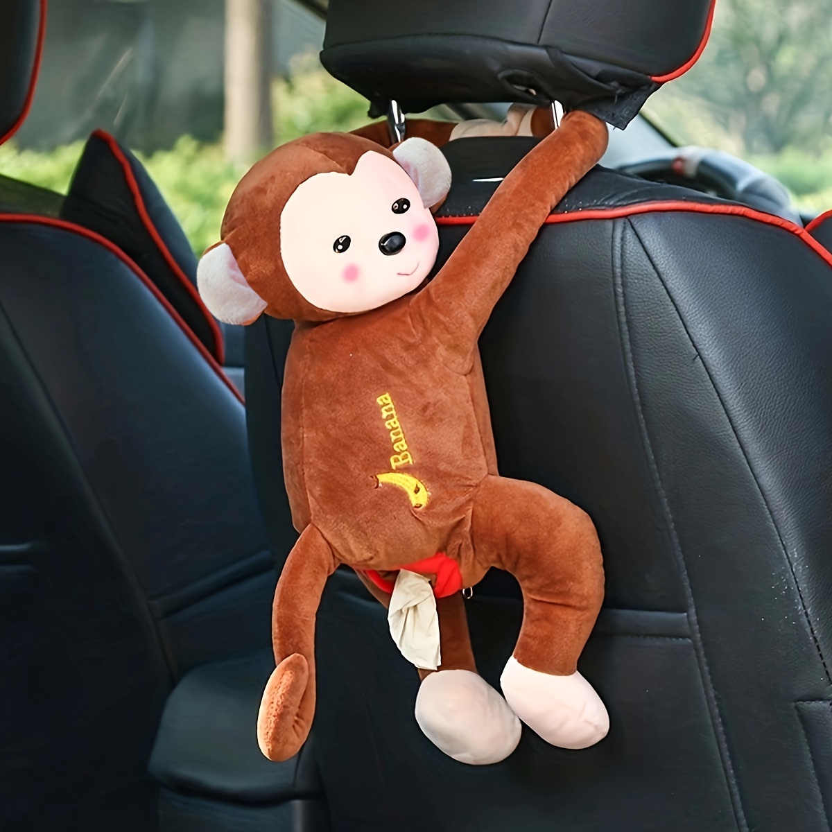 Taschentuch-Box-Halter für Auto, Plüsch-Affen-Taschentuchhalter