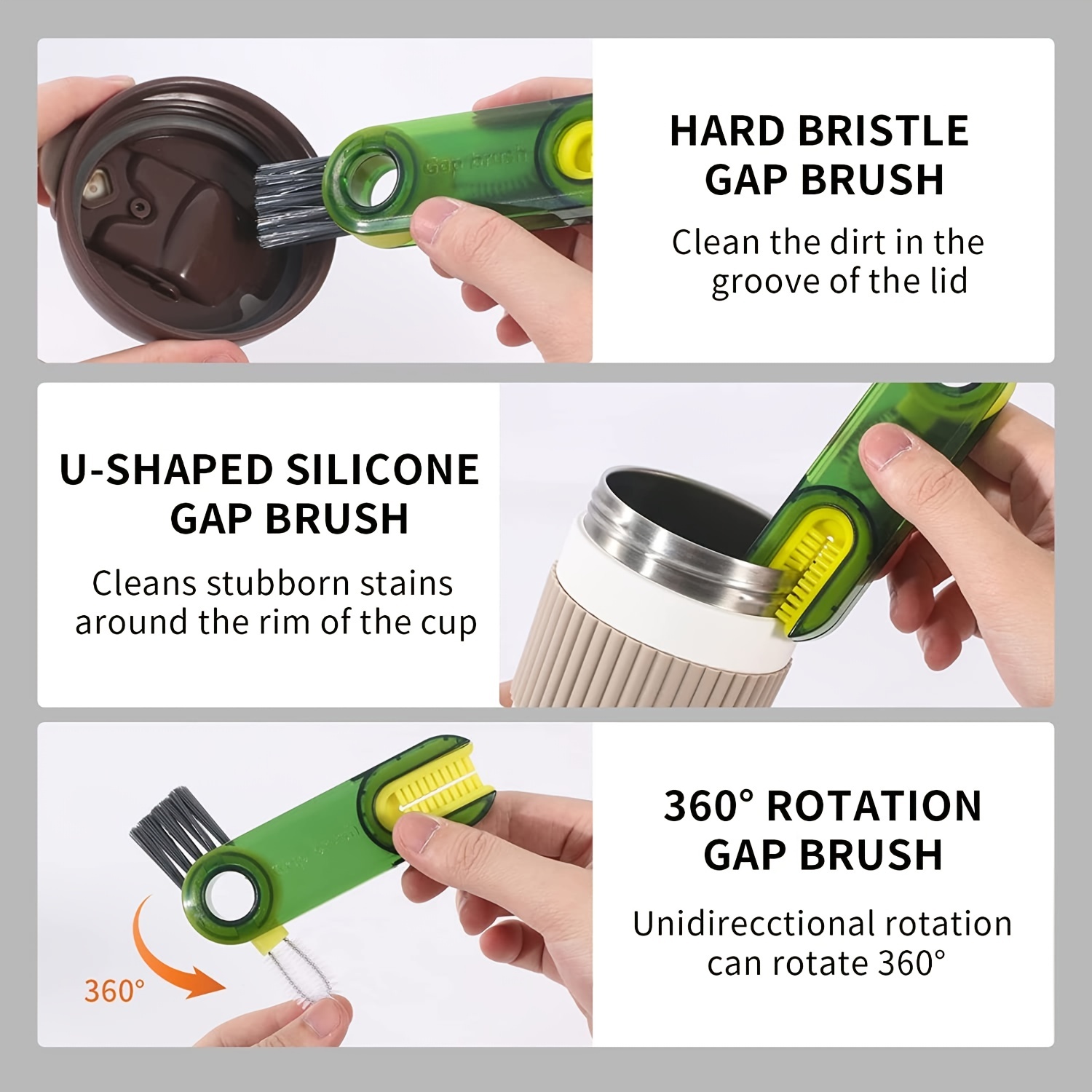 3PCS Hard Bristle Crevice Cleaning Brush,Gap Cleaning Brush  Multi-Functional Cleaning Brush Hand-Held Groove Cleaning Brush for  Household Use