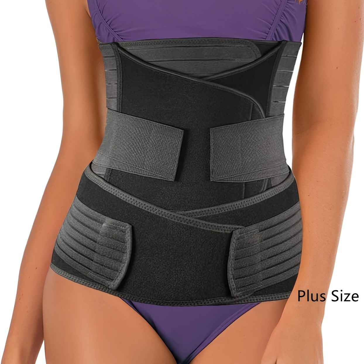 Hip Mall 3 in 1 Postpartum Girdle Support Recovery Belly Wrap Postnatal C  Section Belt Black