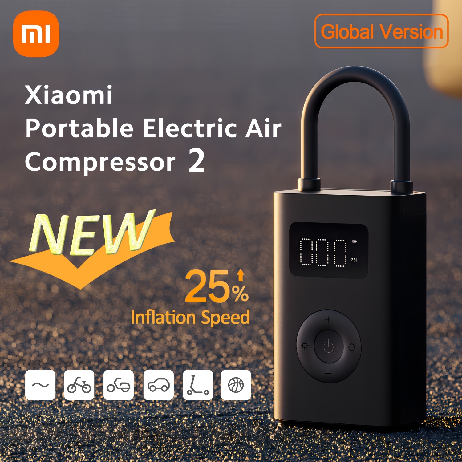New Mijia Air Pump 2 Xiaomi Portable Electric Air Compressor for Bike  Automotive Car Led Multitool