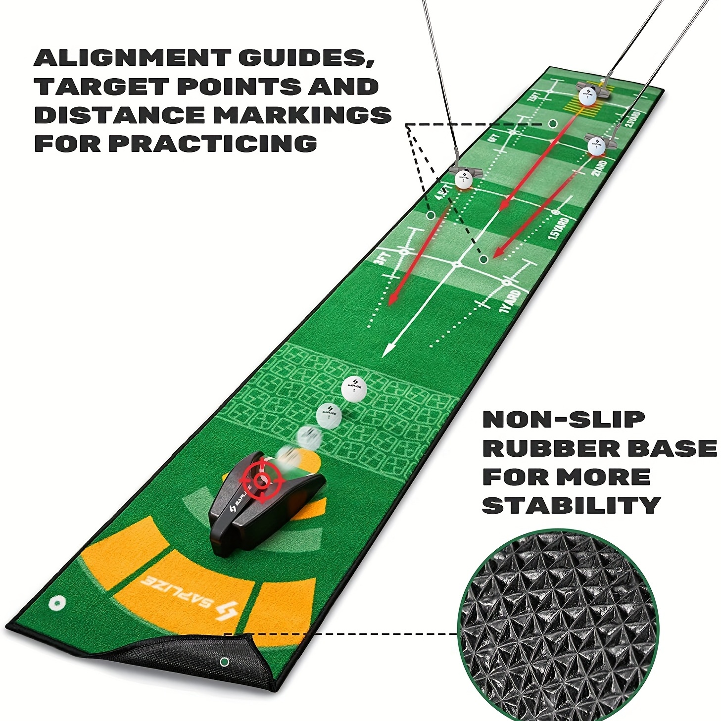 saplize golf putting mat 20in x 10ft golf putting green mat with non slip backing golf practice mat for indoor outdoor golf training aid details 3