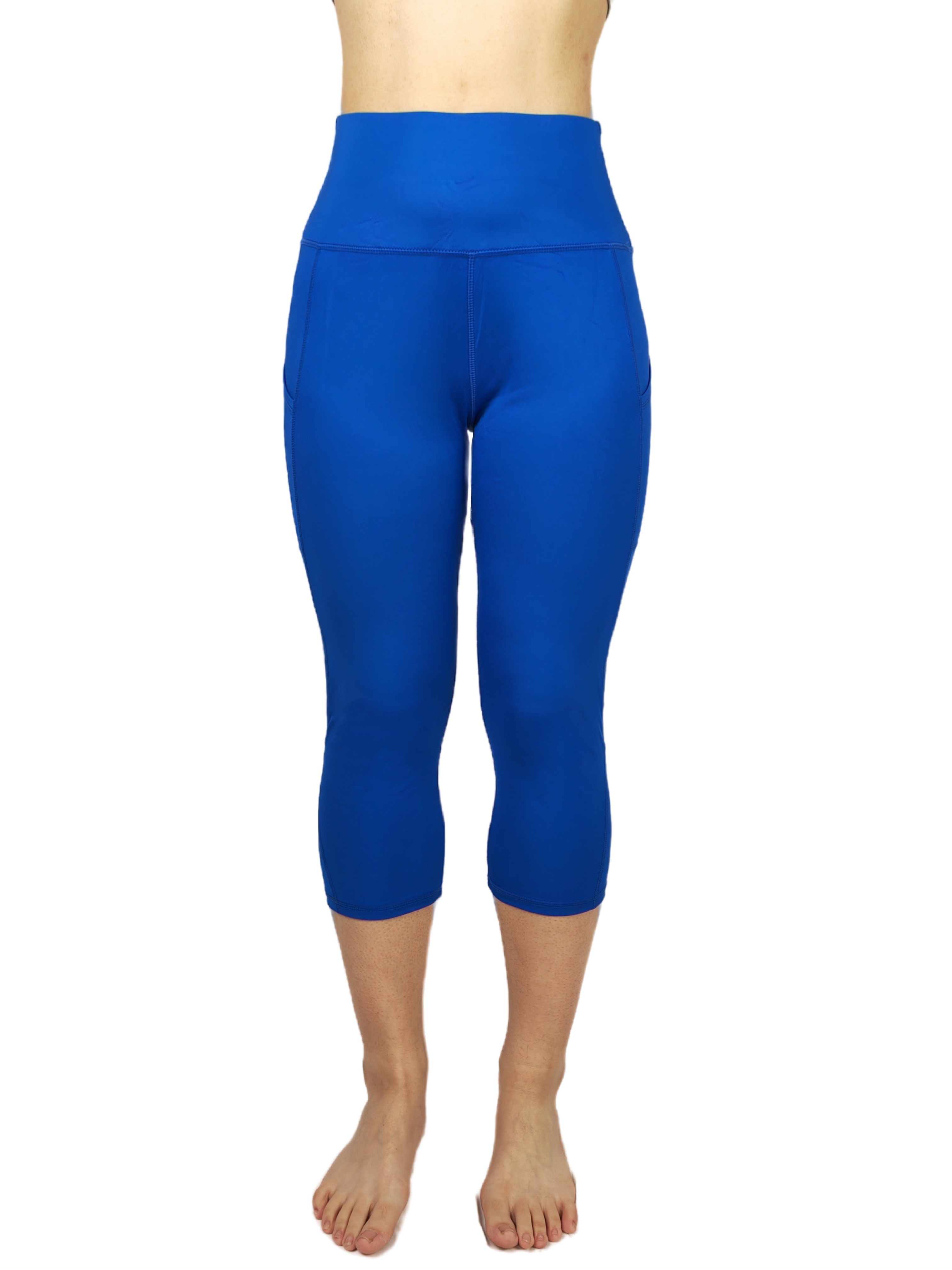 Solid Color Sports Capri Leggings Pocket High Waisted Yoga - Temu
