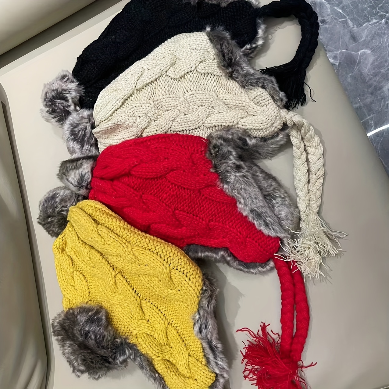 Christmas Thickened Warm Cycling Knitted Plush Ear Protection Hat