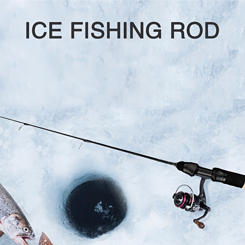 PLUSINNO Ultralight Winter Ice Fishing Rod Reel Combo 28 inch. Medium Light  Fast Action Multi-Species Spinning Ice Fishing Pole Tackle Walleye Perch