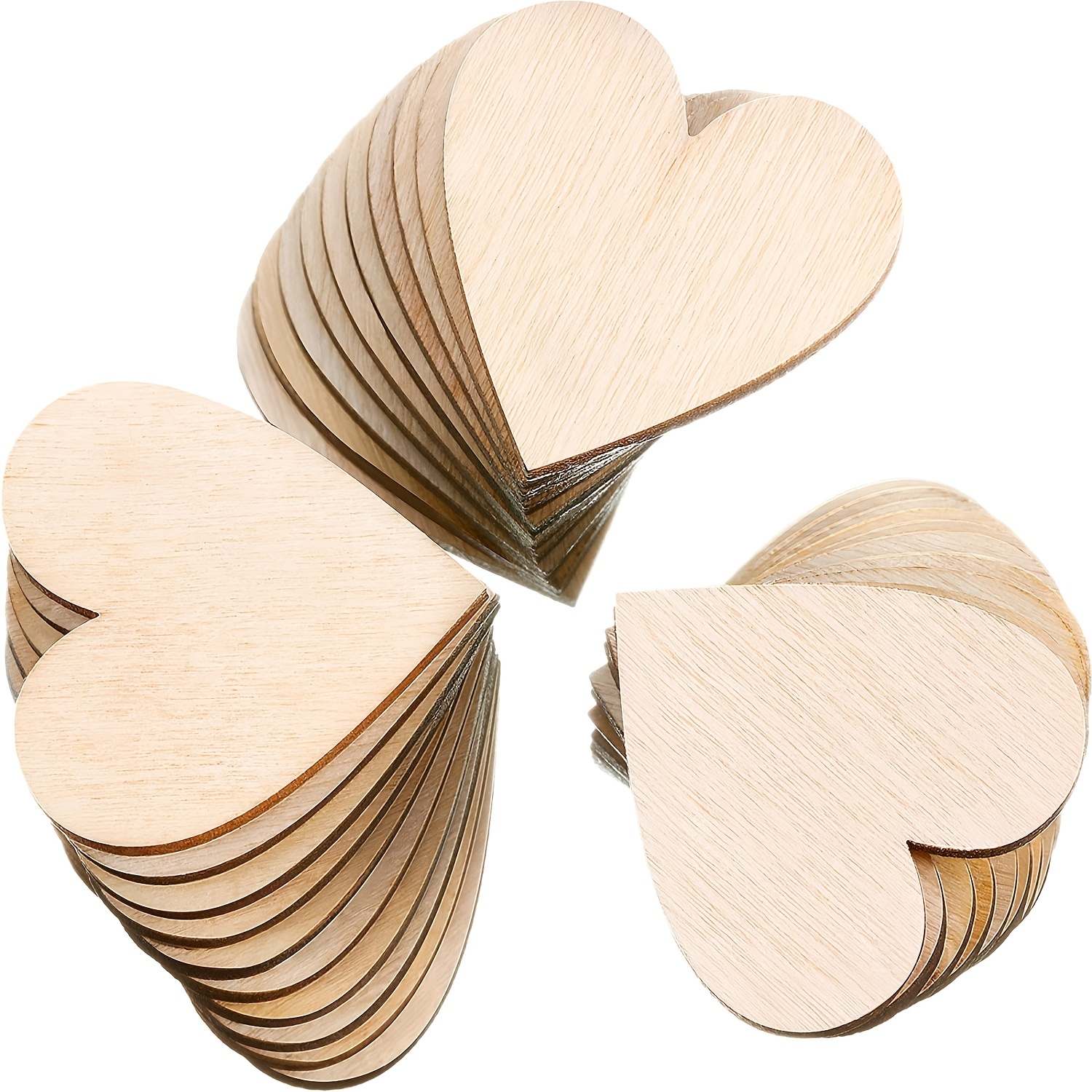 100pcs Wooden Heart Cutouts for Arts and Crafts