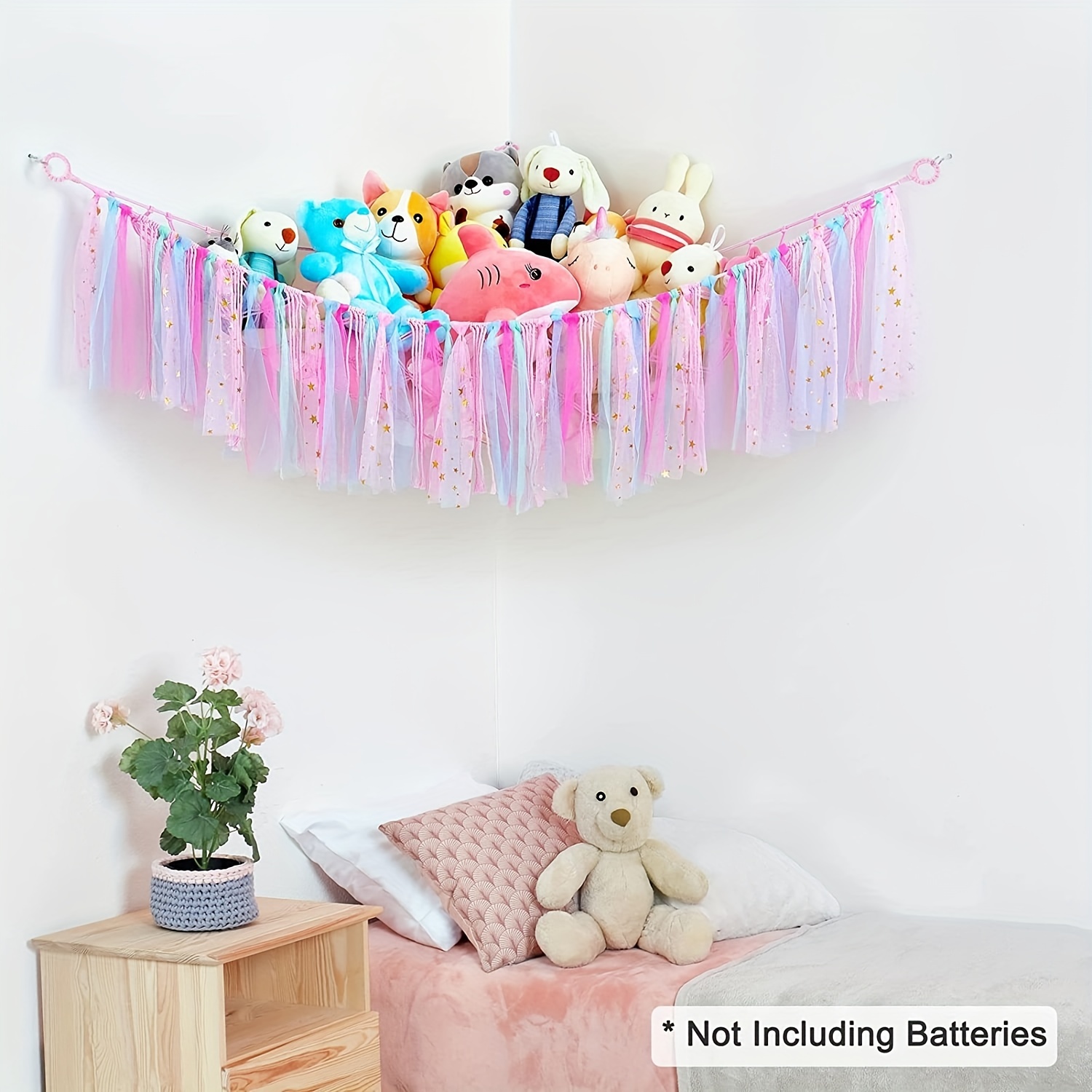 stuffed toy storage hanging children's room display corner animal toys  storage triangle net bed container clothes organizer with - AliExpress