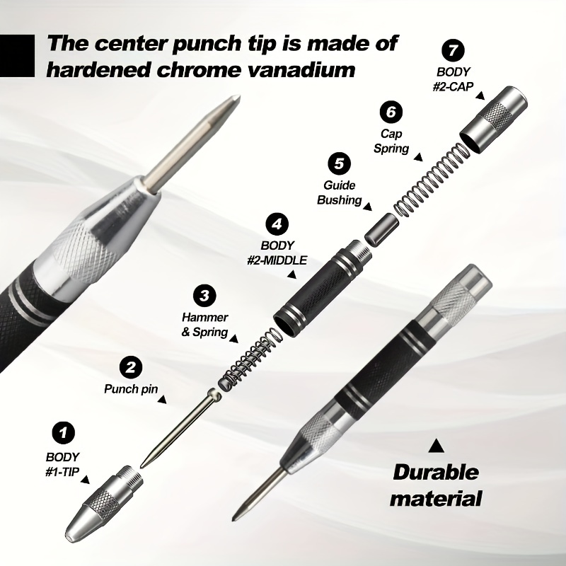 Automatic Center Punch Heavy Duty Steel Spring Center Punch - Temu