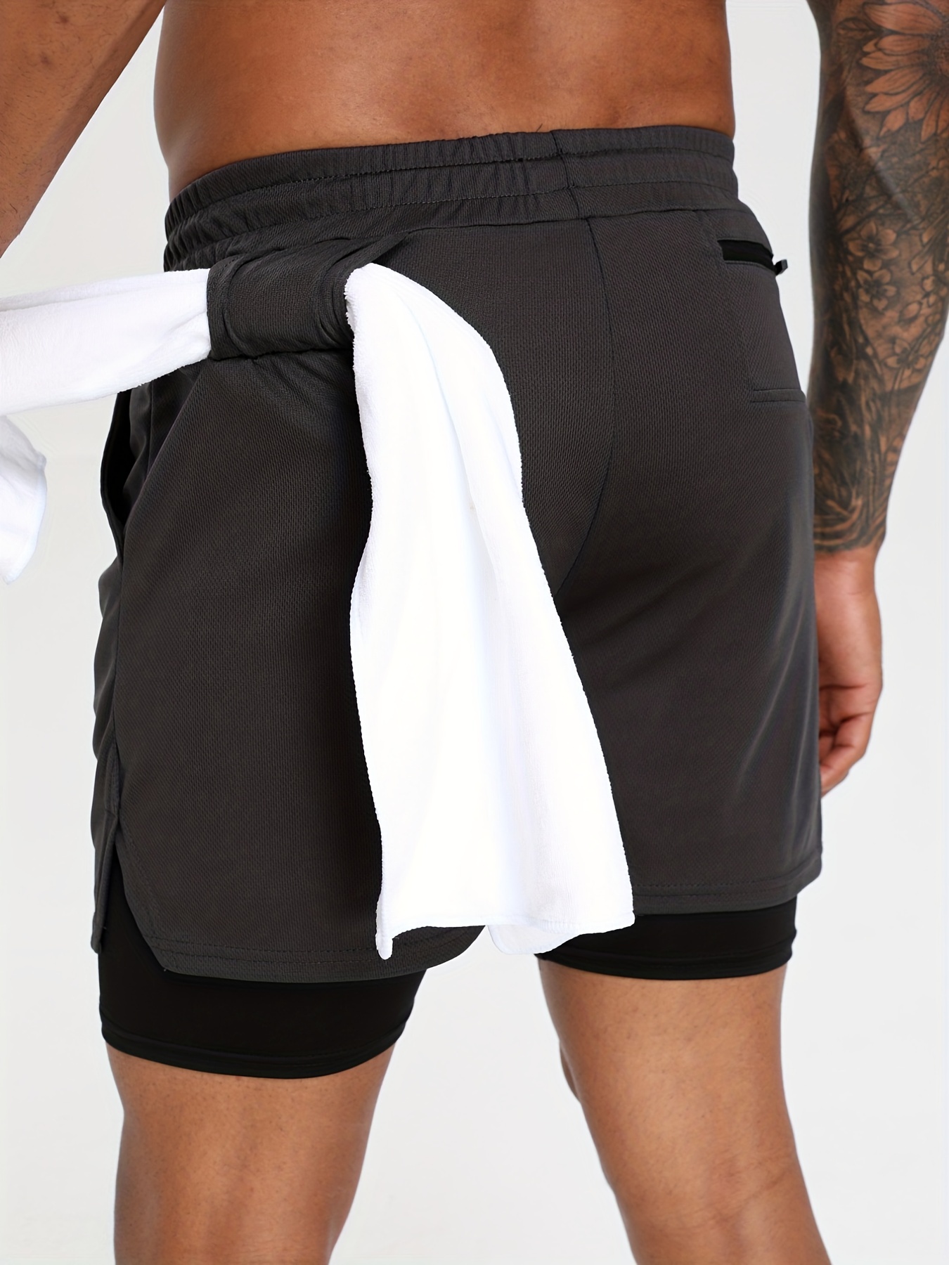 Men's Active Two Layers Shorts With Pockets for Fitness