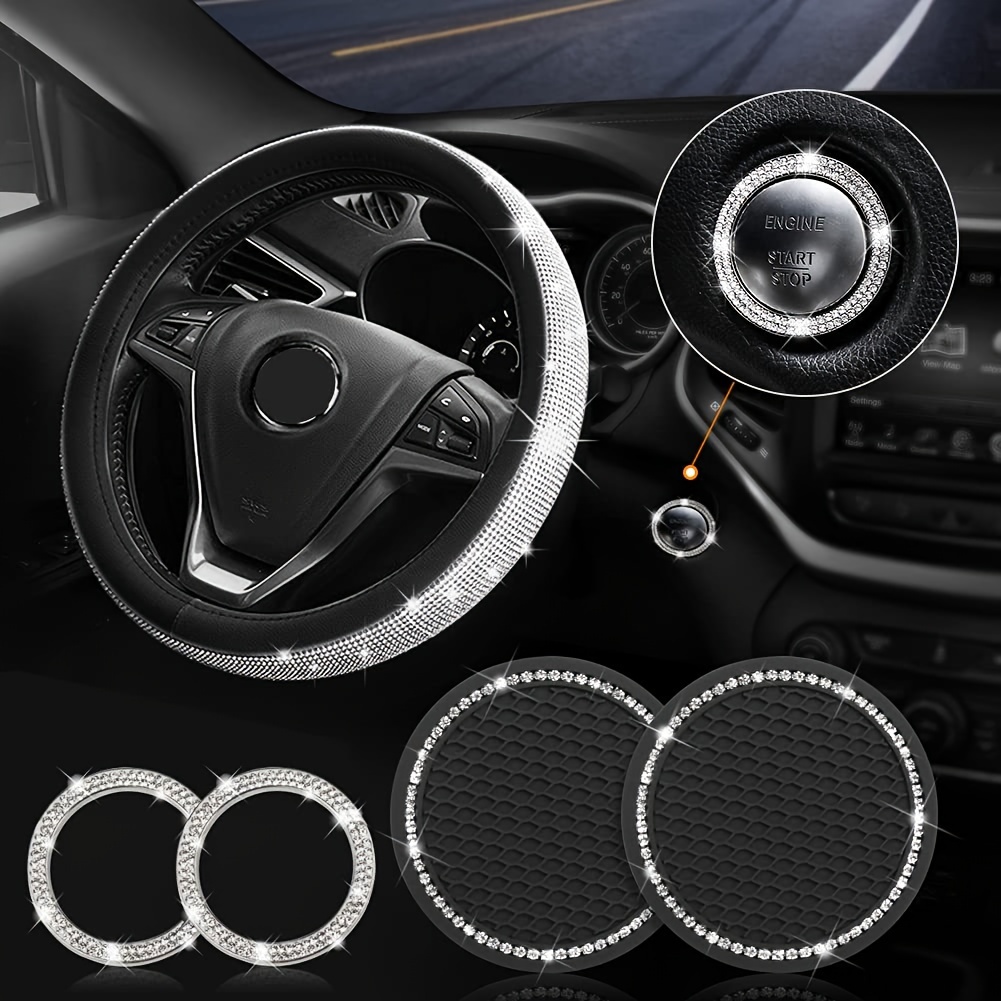 Auto Interior Accessories Steering Wheel Logo Rhinestone - Temu