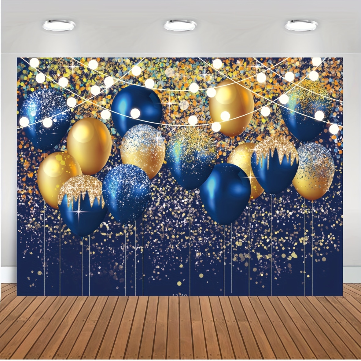 Navy Blue Glitter Backdrop Birthday Backdrop Gold Spots - Temu