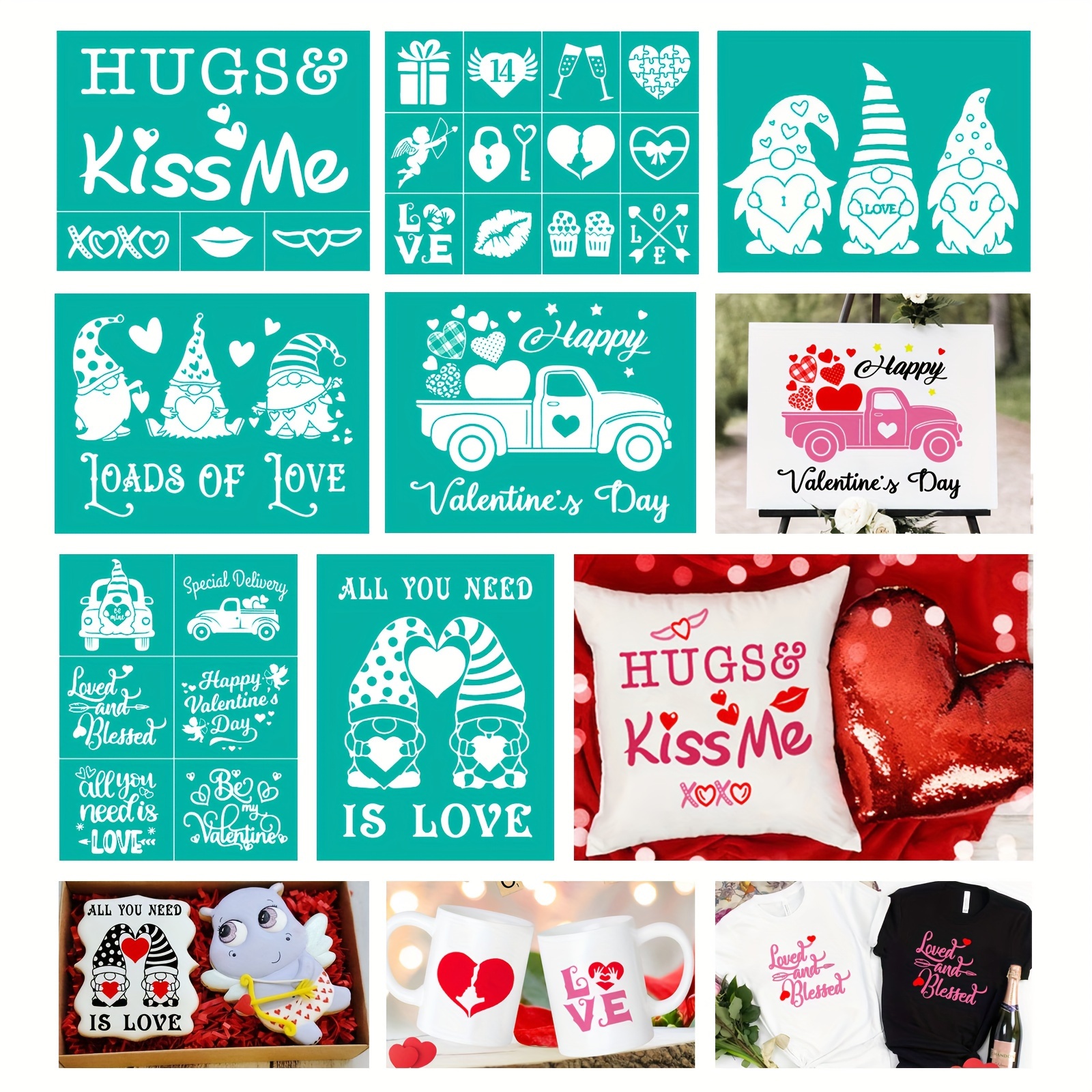 Valentine's Day Theme Stencils Reusable Inspirational Words - Temu