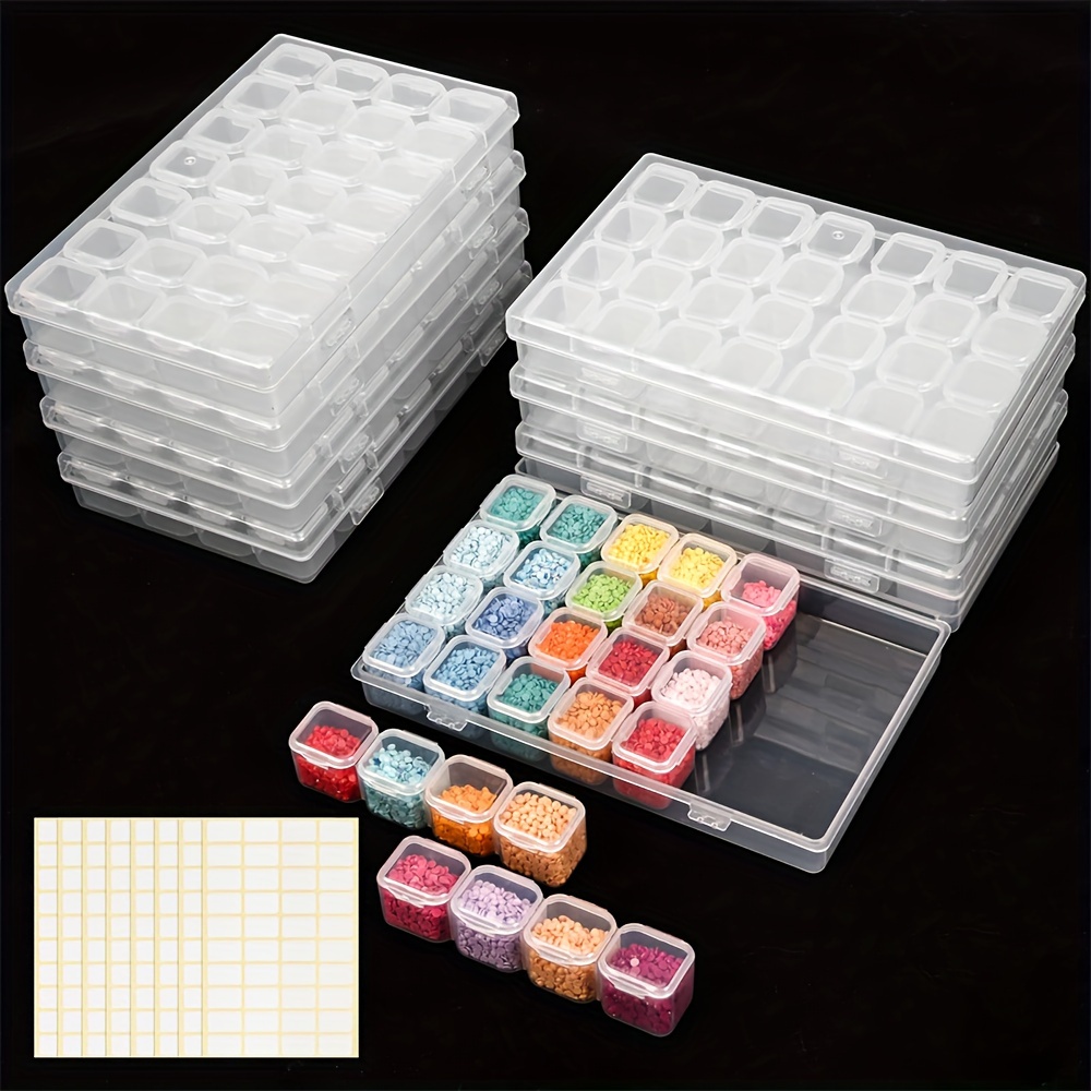 168 Slots 6 Pack 28 Grids Diamond Painting Storage Containers, Diamond  Embroidery Storage Accessories Boxes With Label For Art Craft, Beads, Seed