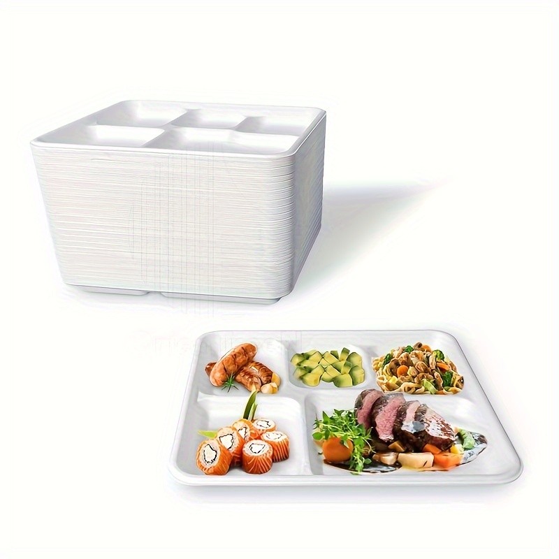 100% 5 Compartments Disposable Lunch Tray Heavy - Temu