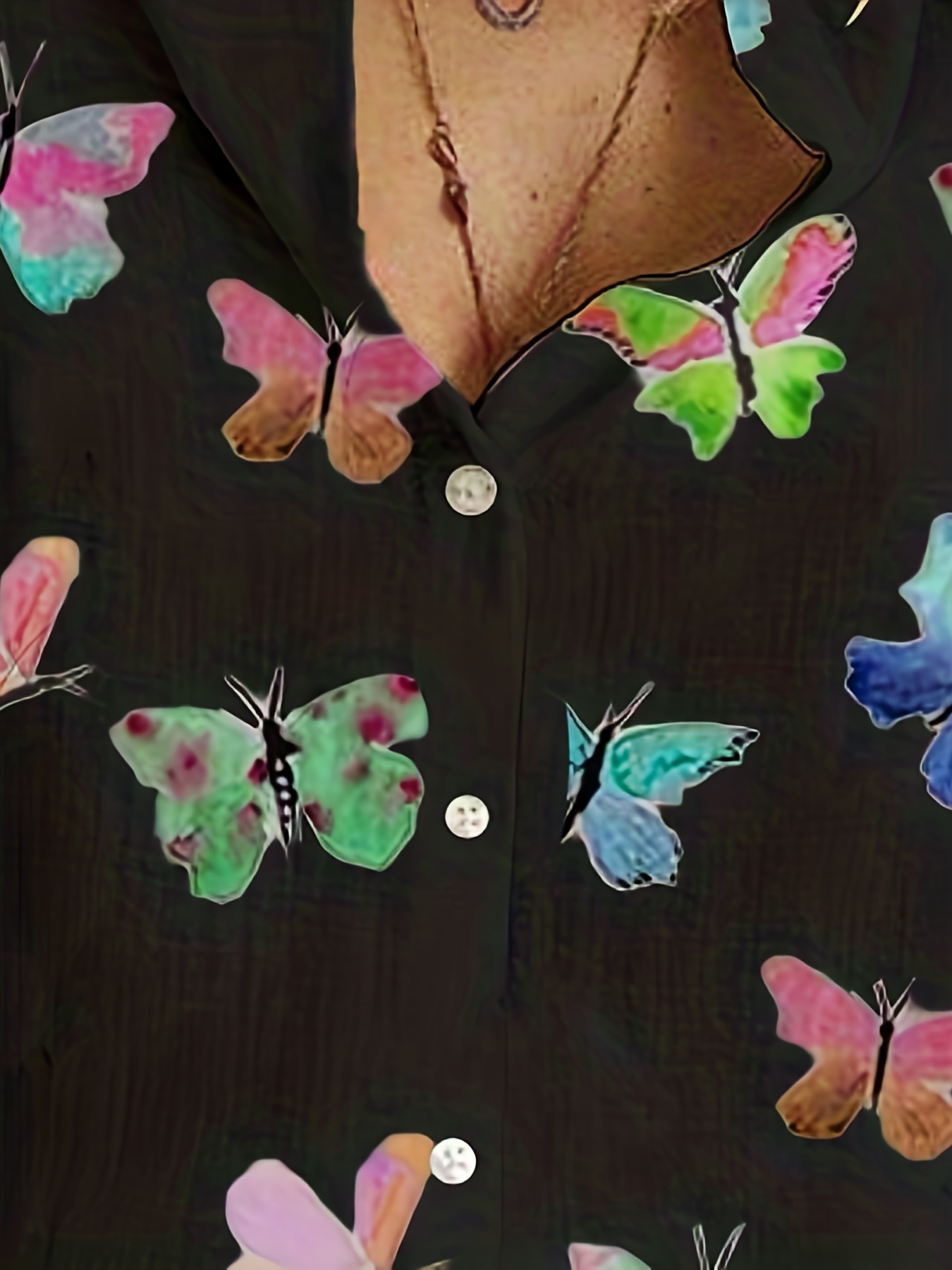 Cotton Button Front Shirt - Exquisite Butterfly