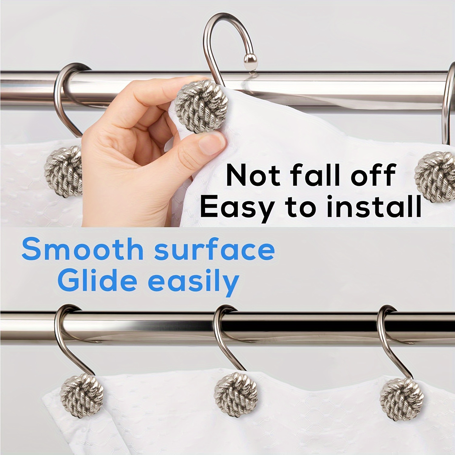 Knot Rope Decor Shower Curtain Hook Metal Rust proof - Temu