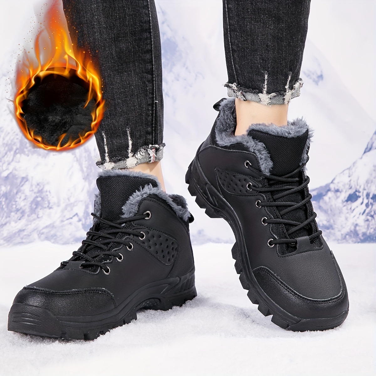 High Top Winter Plush Inner Thermal Athletic Sneakers Lace - Temu