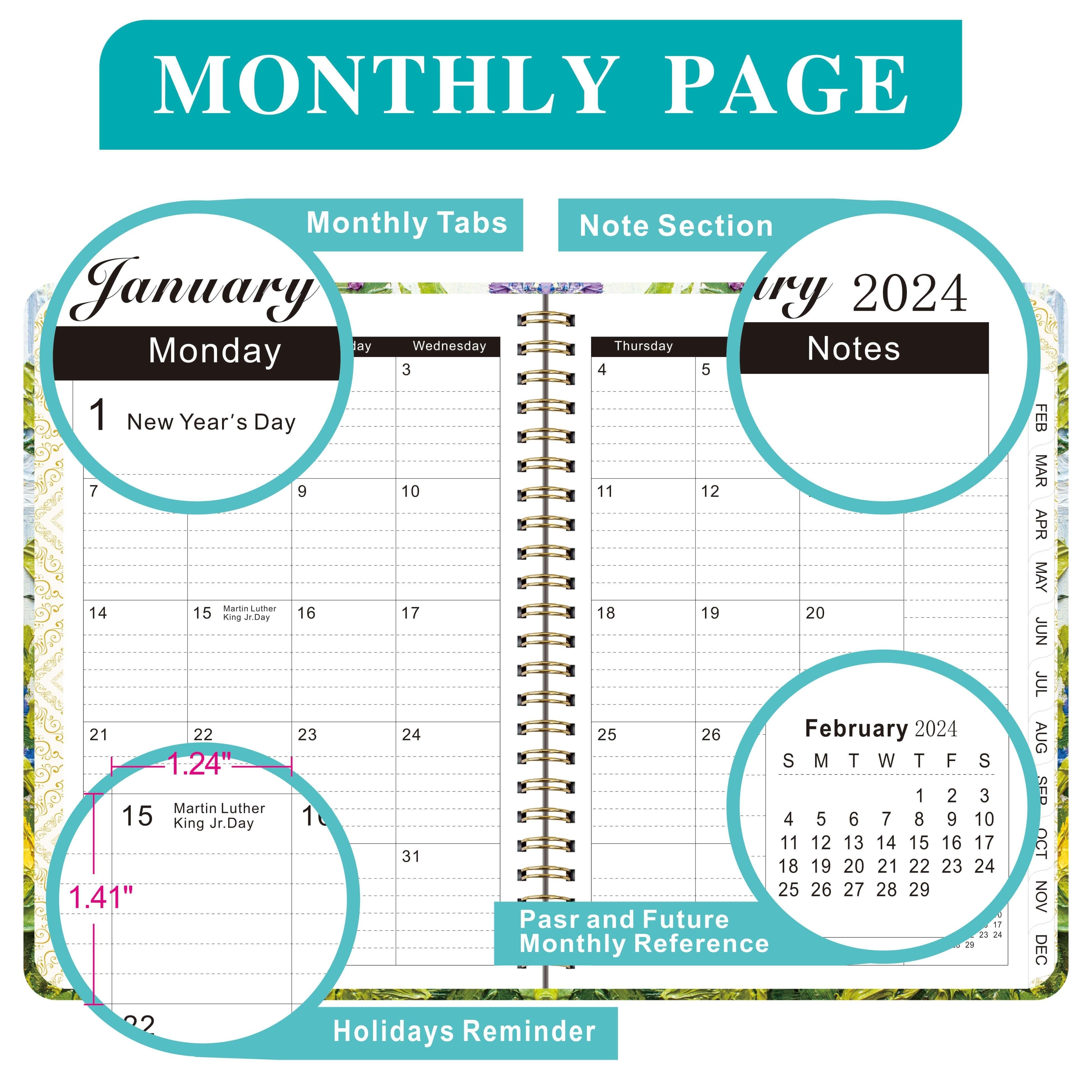 Agenda 2024 Semainier: Planificateur Hebdomadaire 1 Semaine sur 2 Pages 12  mois Janvier - Décembre Planner Vertical Organisateur Familial  A5