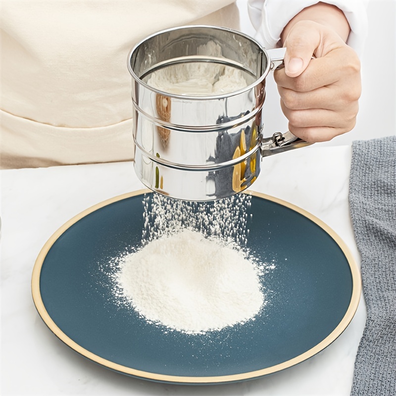 Kitchen Flour Sieve Handheld Semi-automatic Sugar Sifter Powder Shaker  Handle Measuring Cup Making Tool Baking kitchen tools - AliExpress