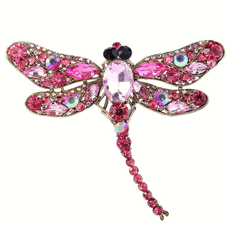 Rhinestone Dragonfly Brooch, Dual Purpose Corsage Pendant