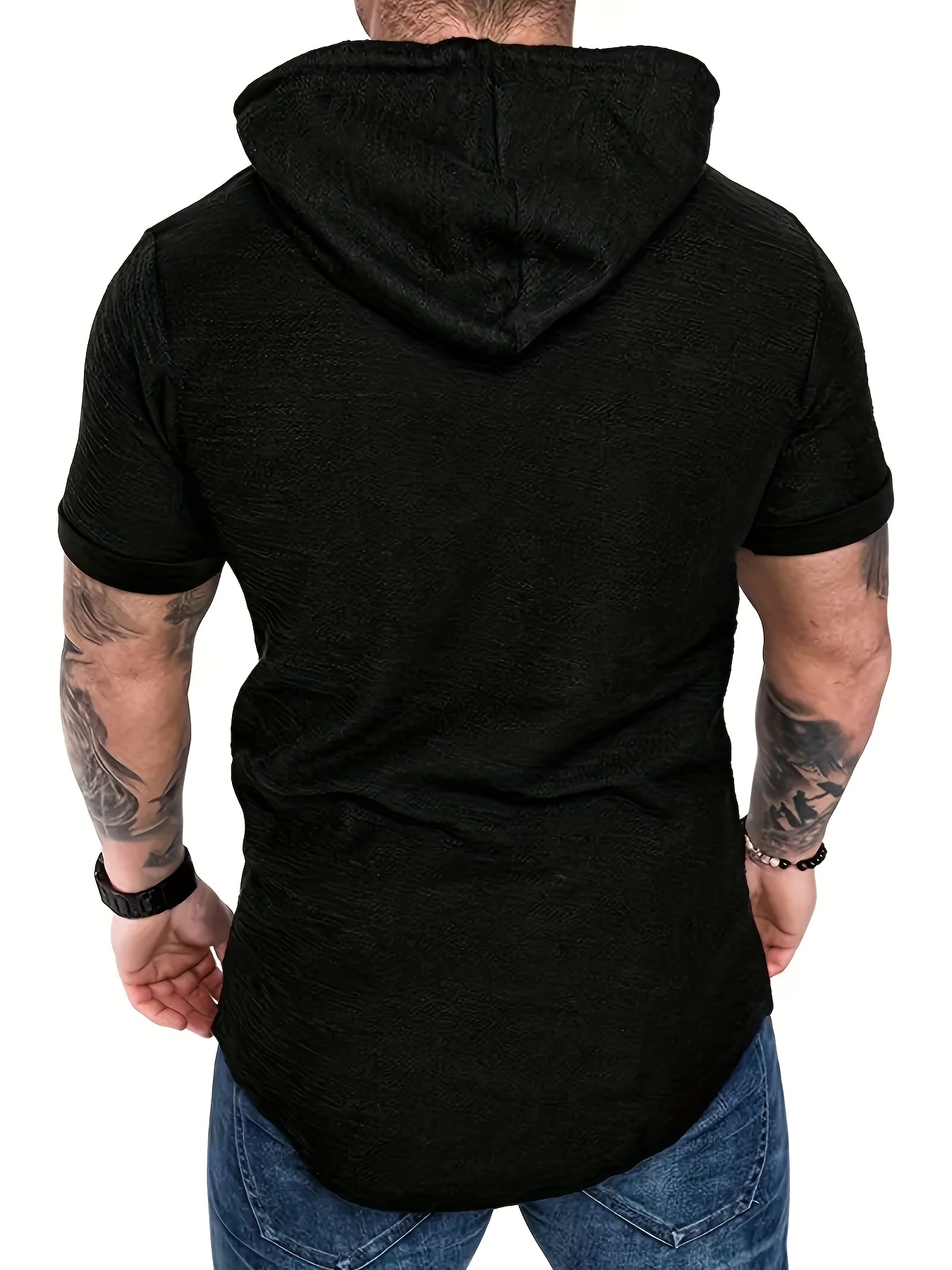 Plus Size Men's Basic Short Sleeve Hooded T shirt Summer - Temu