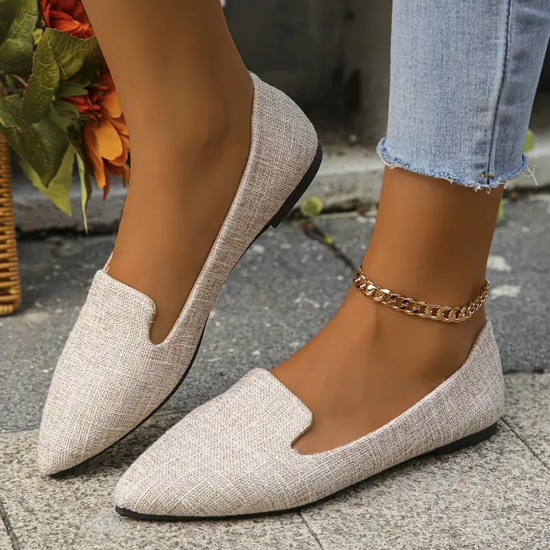 elegant womens black slip on flats soft sole pointed toe lightweight comfortable ideal for work casual wear cover lining rubber sole details 3