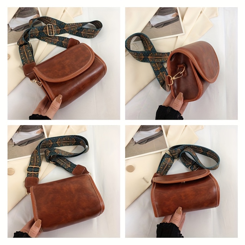 1 Piece Vintage Printed Mini PU Handbag Shoulder Strap Adjustable Magnetic  Buckle Flap Crossbody Bag Suitable for Women's Daily Casual Use