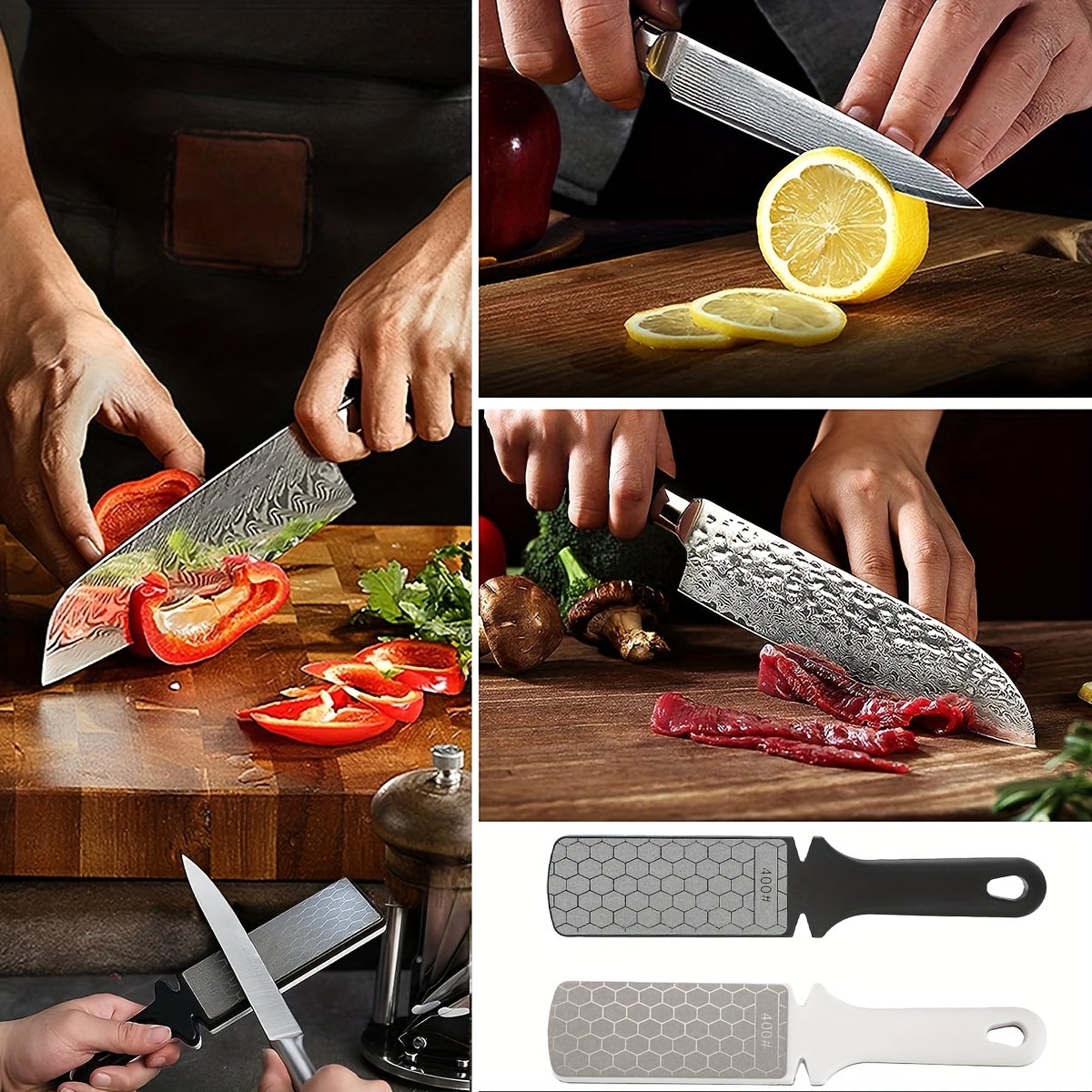 Double Sided Diamond Sharpening Stone, Fast Emery Knife Sharpener Double  Sided Sharpening Stone Multipurpose Sharpening Stick Kitchen Tools,for Food  Trucks Outdoor Kitchen Grinding Tool - Temu