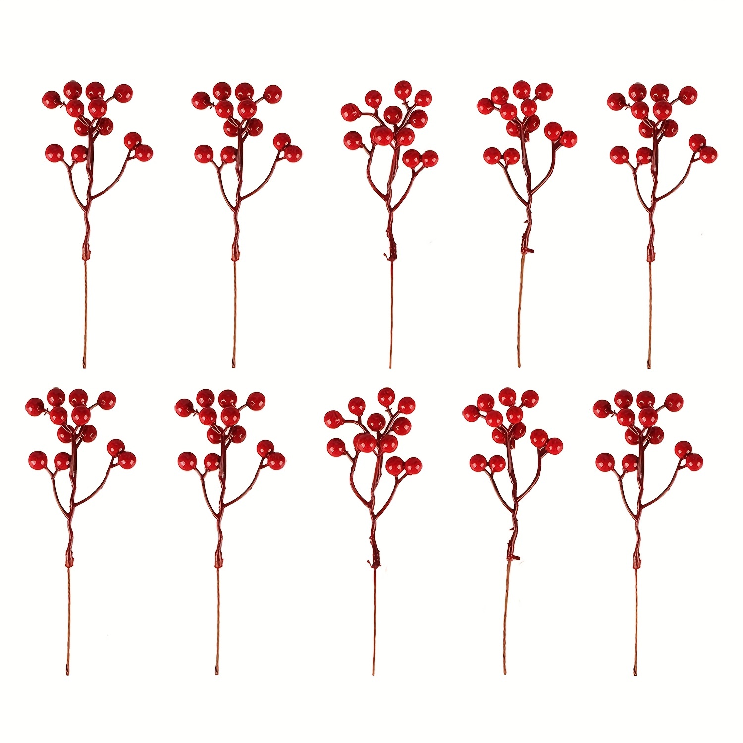 

20pcs Artificial Stems, 7.1 Inch Burgundy Picks Branches, For Christmas Tree Decorations Crafts Wedding Winter Decor Home Decor