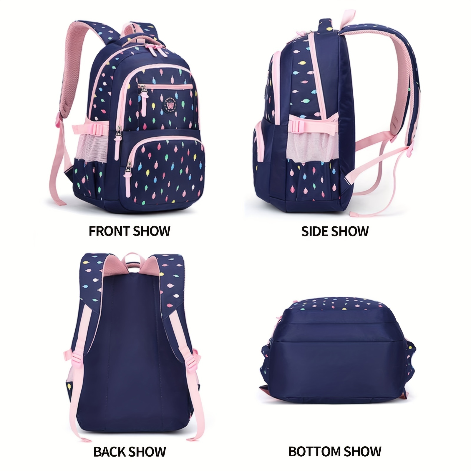 Colorful Leaves Printed Kids Backpack for Primary School Students