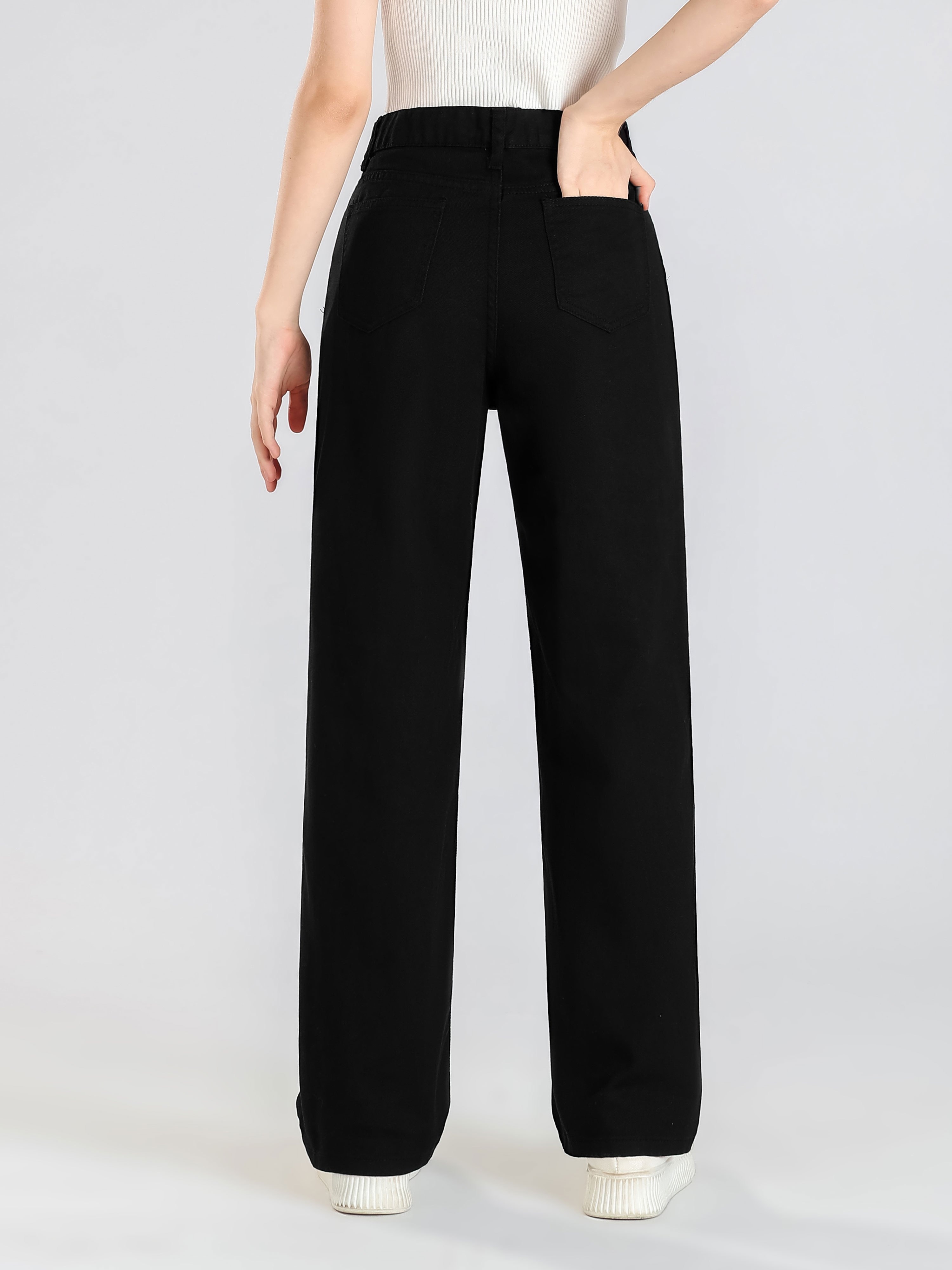 Loose Fit High Waist Pants - Black - Kids