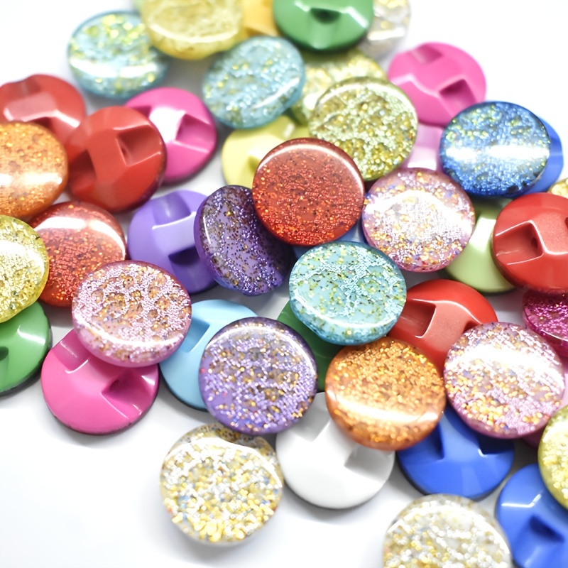 Sparkling Glitter Resin Buttons Clothing 2 Hole Sewing - Temu