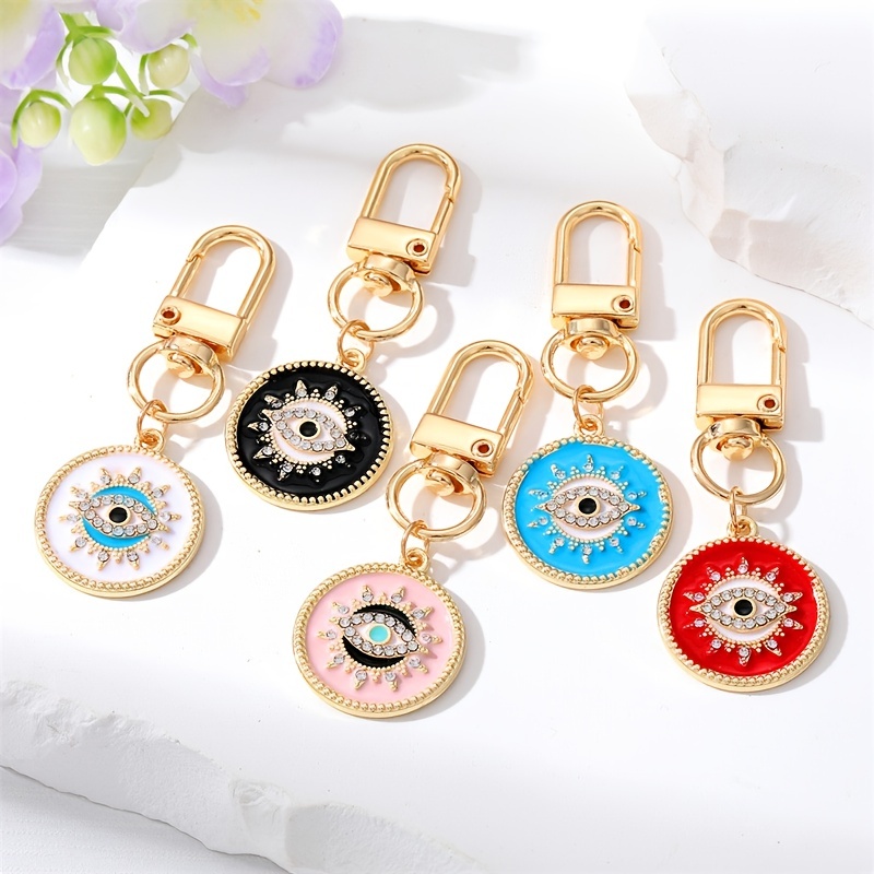 Lucky Eye Turkish Evil Eye Keychain Heart Clip Plastic Round Pendant Key  Chain Car Keyring Llavero Porte Clé מחזיק מפתחות - Key Chains - AliExpress