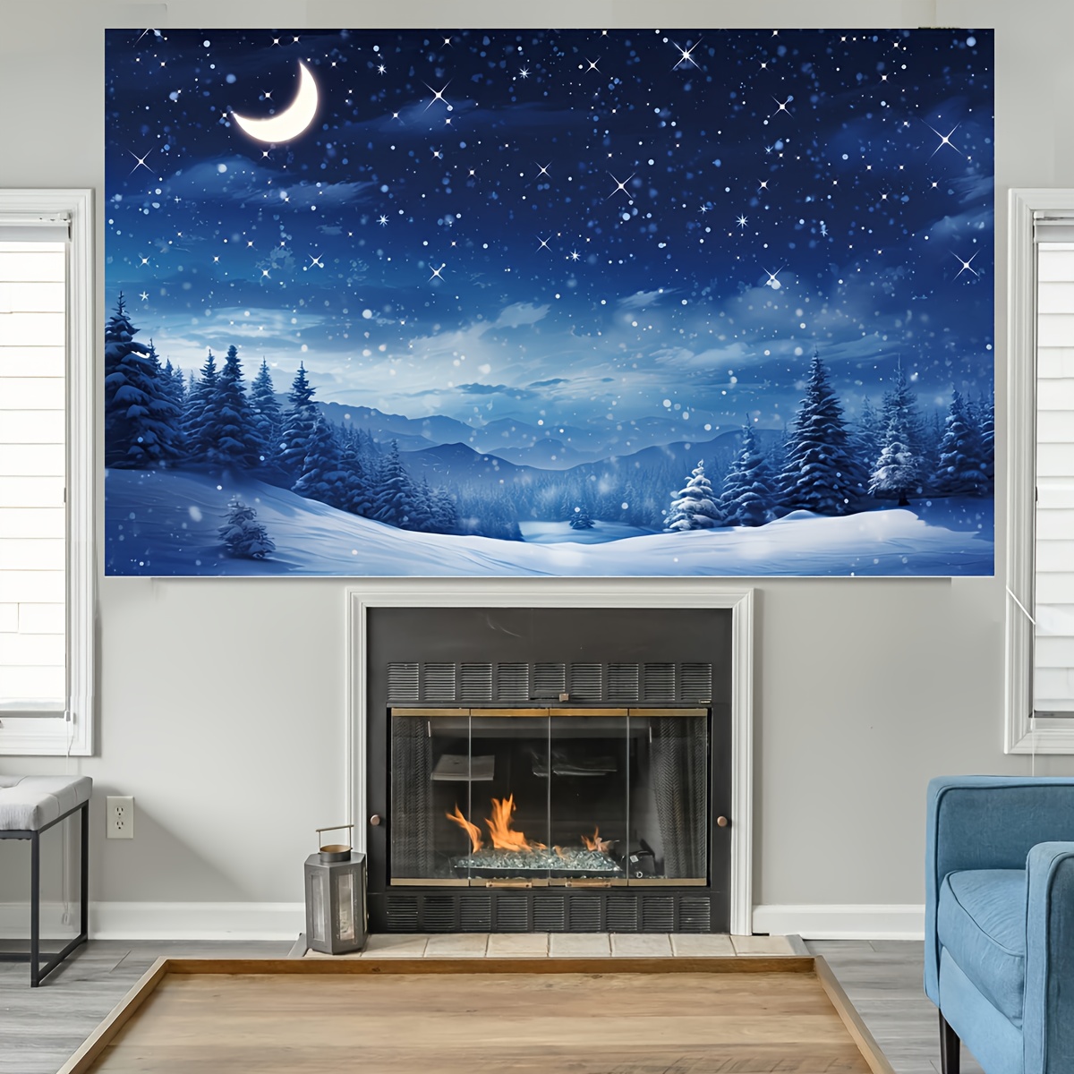 Yeele 6x4ft Winter Night Snowfall Snowflake Photography Backdrops Starry  Sky Moon Blurry Fir Trees Pine Forest Background Merry Christmas Happy New