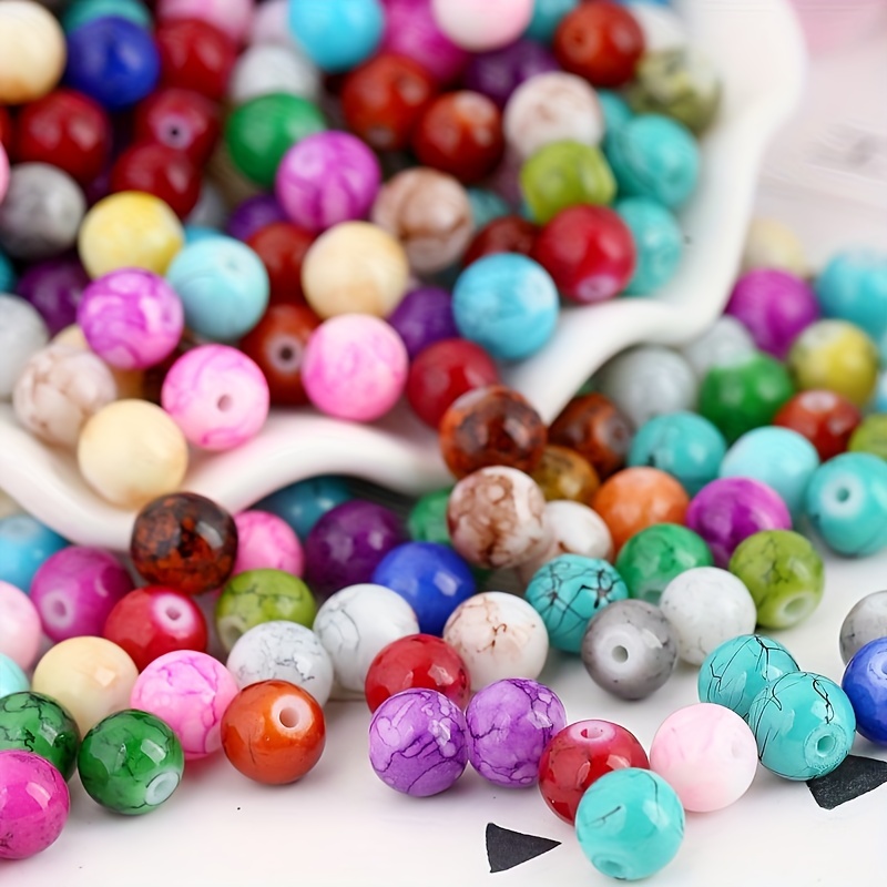 Glass Beads Beautiful Multicolor Round Loose Beads - Temu