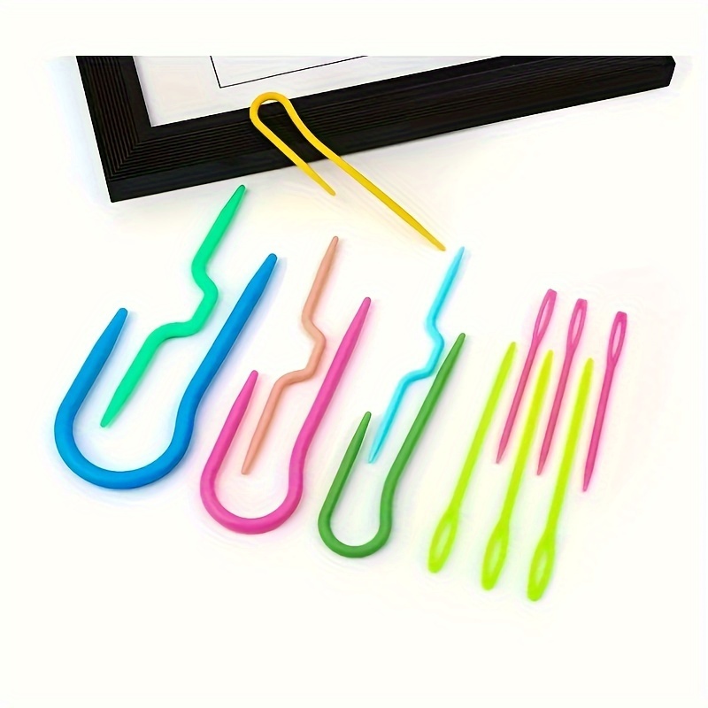 100pcs Large Eye Plastic Needles Bright Colors Portable Plastic Sewing  Needles