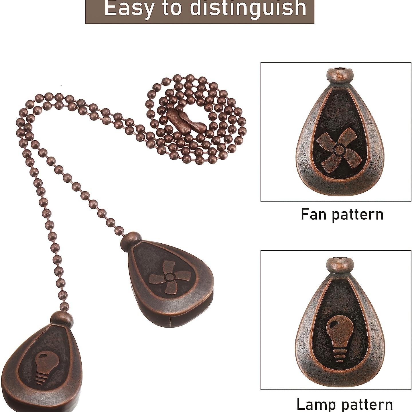 Ceiling Fan Pull Chain Set Bulb And Fan Pattern Pull Chain - Temu