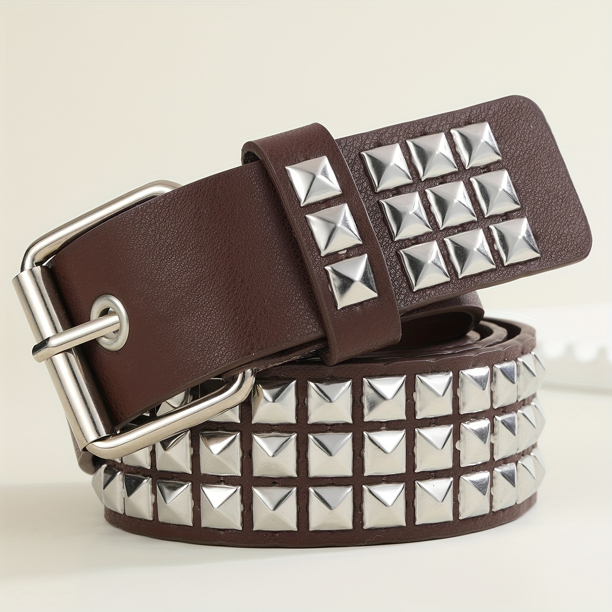 Vintage Pentagram Studded Wide Belts Classic Lace Brown - Temu