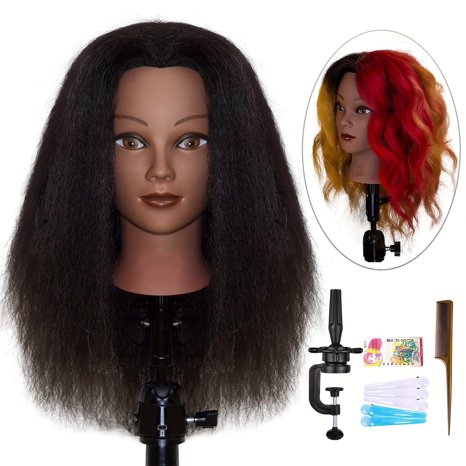 Mannequin Head with 100% Human Hair, TopDirect 18 Black Real Hair  Cosmetology Mannequin Head Hair Styling Hairdressing Practice Training Doll  Heads