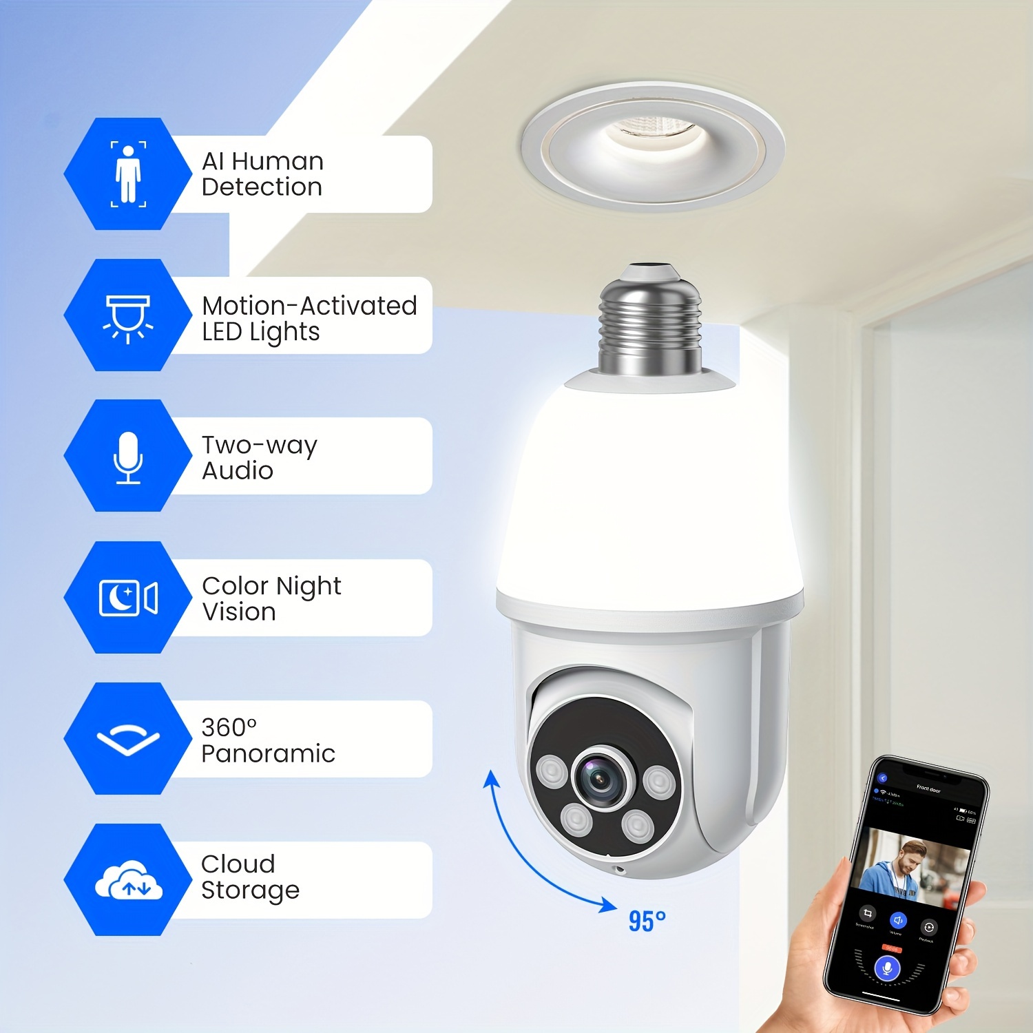 1080p E27 Bulb Safe Wifi Camera Wireless 360 Degree - Temu