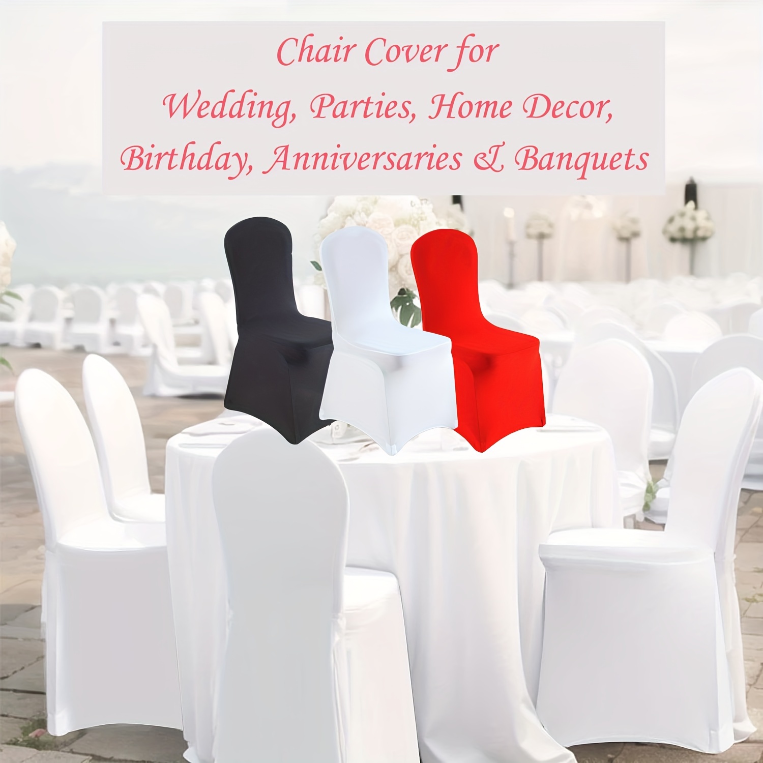Black Stretch Spandex Chair Covers Wedding Universal - 10 pcs Banquet  Wedding Party Dining Decoration Scuba Elastic Chair Covers (Black, 10) :  : Home
