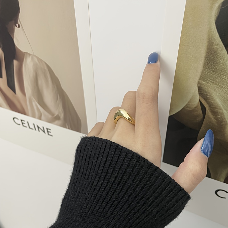 Minimalist Japanese Wave Open Ring S925 Sterling Silver 3D Design