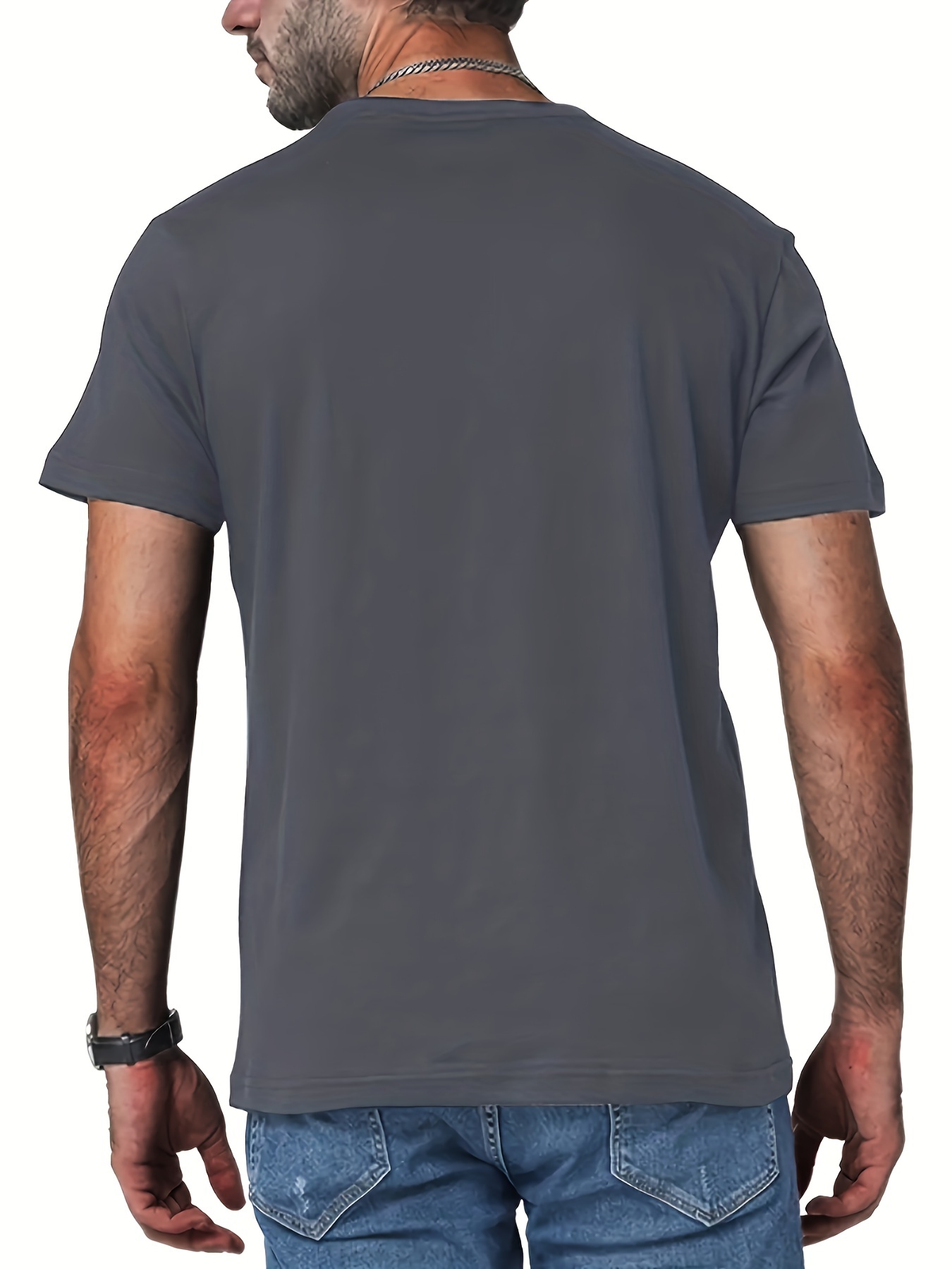 Drinking Team Men's Letter Print T-shirt Casual Stretch Tee
