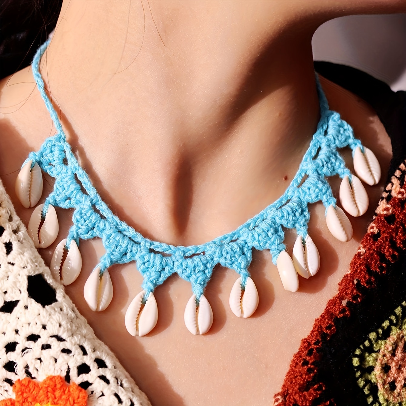 

Summer Hawaiian Style Handmade Braided Shell Necklace Women's Neck Jewelry Holiday Vacation Ornament