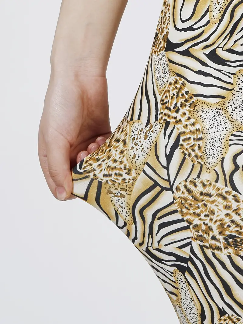 Leopard Print Skinny Leggings Casual Stretchy High Waist - Temu Mexico
