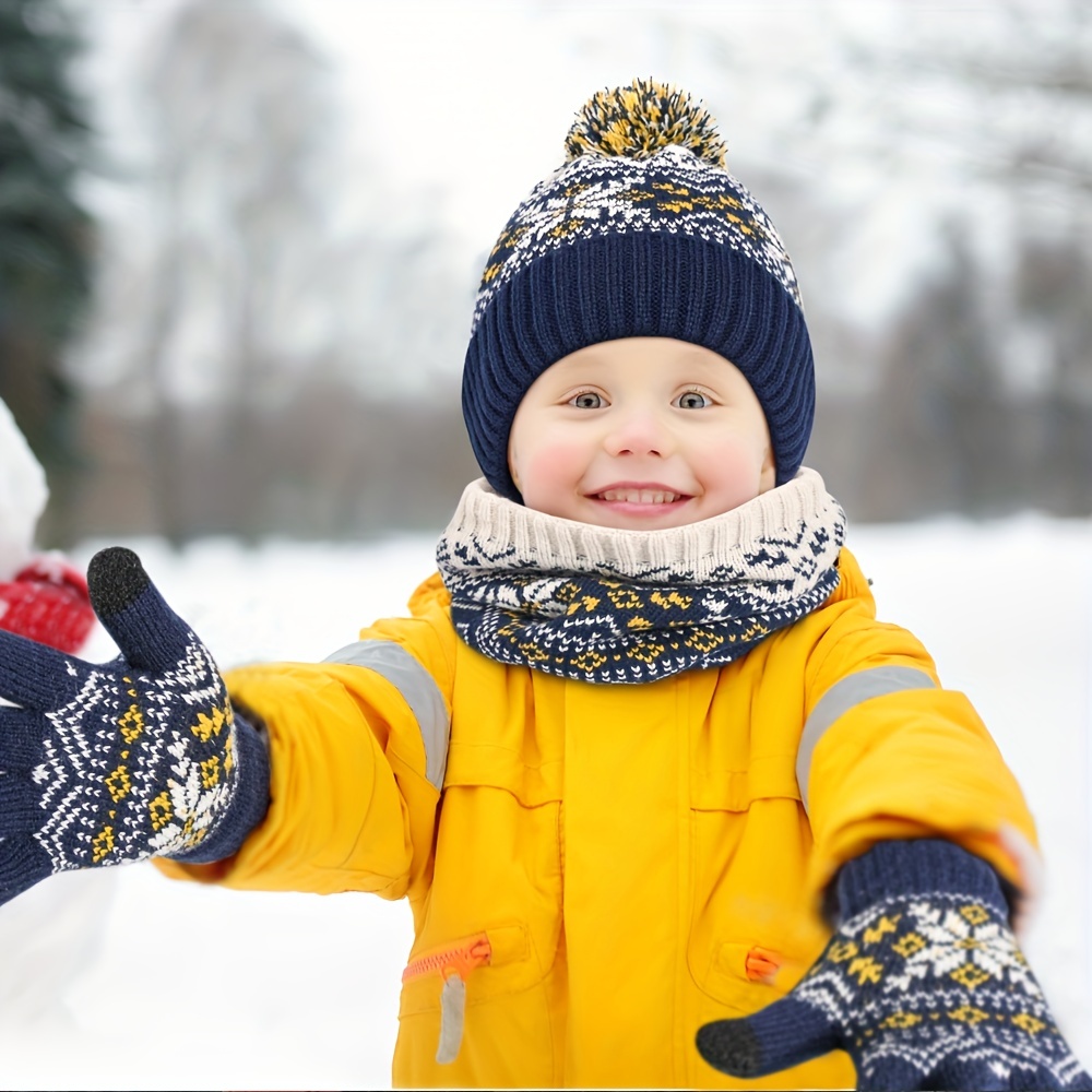 Baby Boy AnuYalue Kids Winter Hats Gloves Scarf Set Kids Mittens