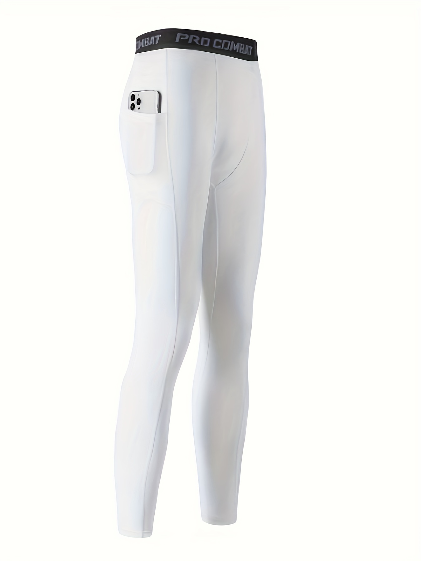 Solid Men's Stretch Tight Long Compression Pants Activewear - Temu